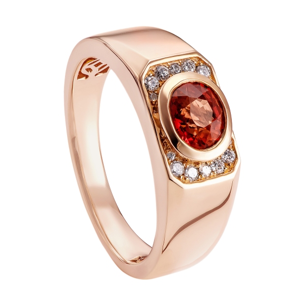 orange sapphire mens ring