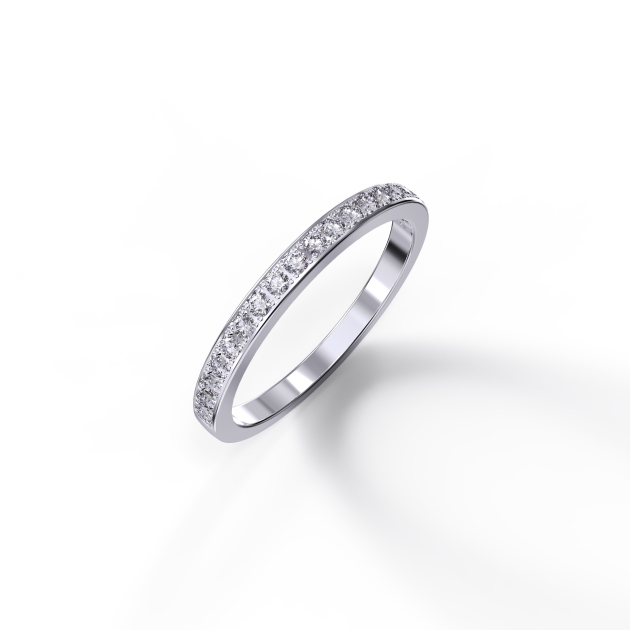 2mm Pavé-set Half Eternity Wedding Band