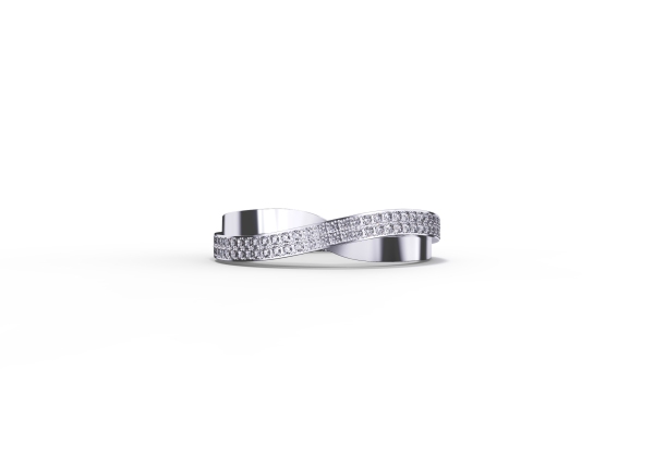 4mm Criss-cross White Gold Wedding Band