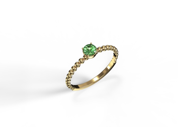 Mini Emerald Stackable Gemstone Ring in 18k yellow gold