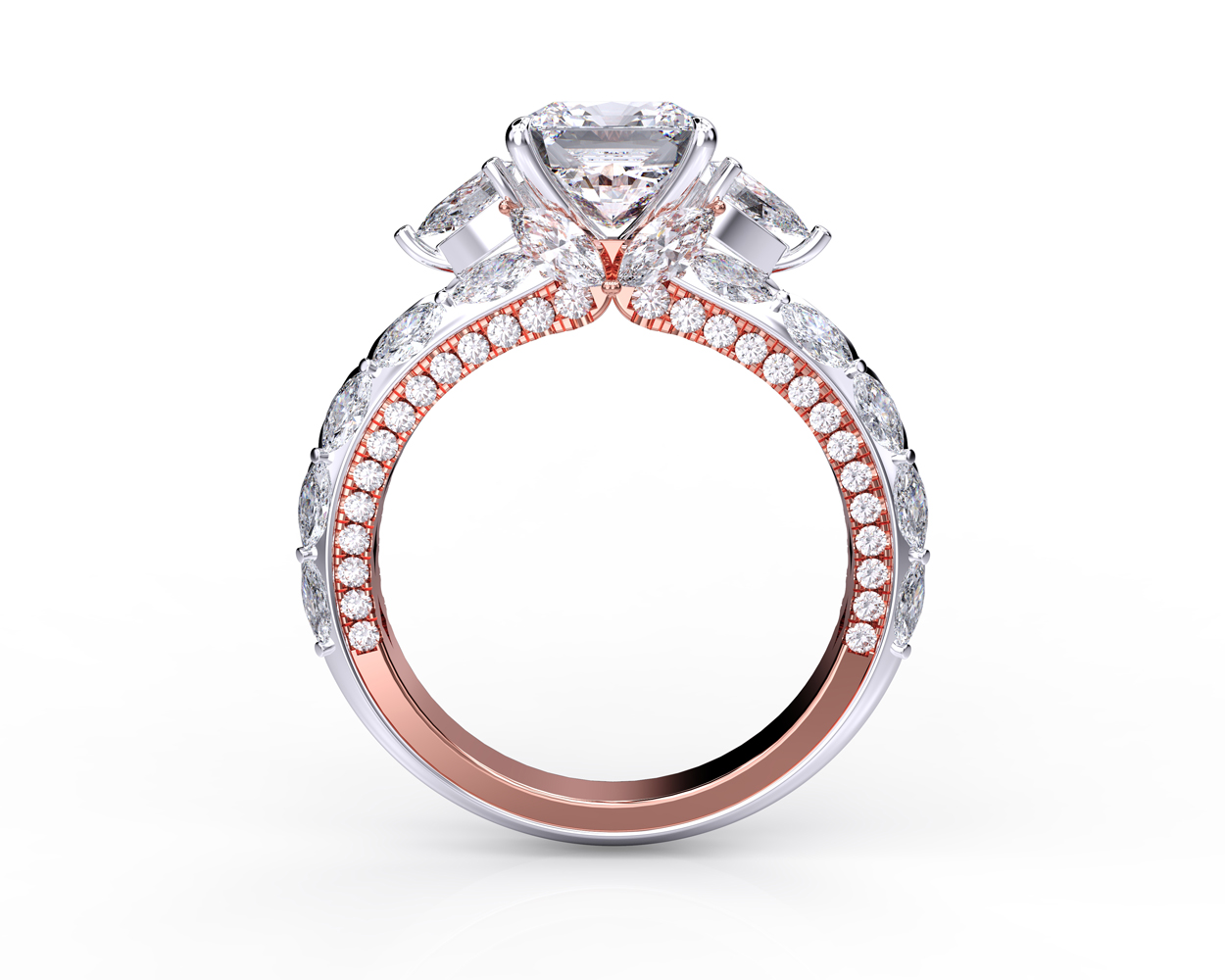 Profile view of Square Diamond RIng