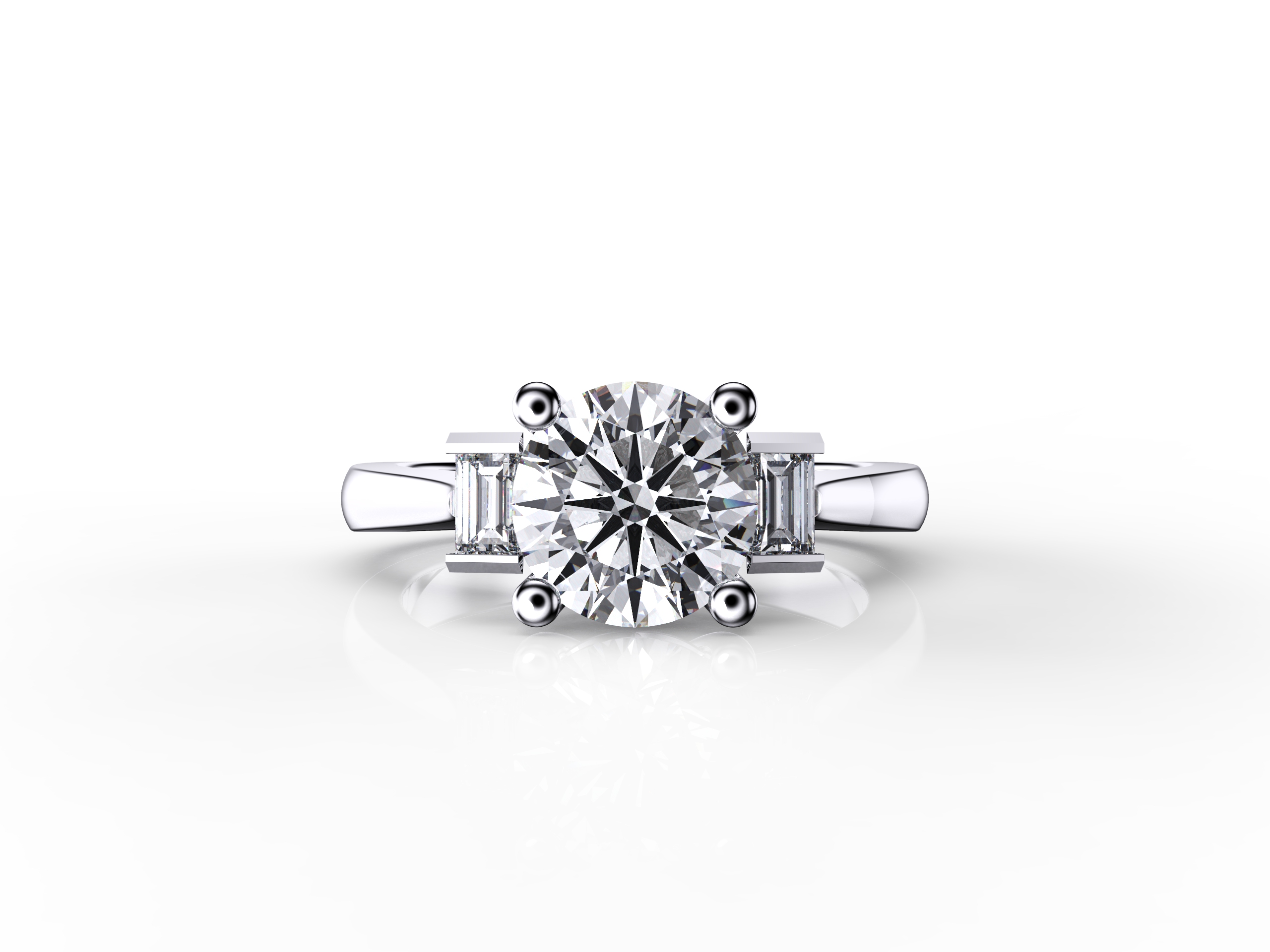 Baguette Three Stone Diamond Ring