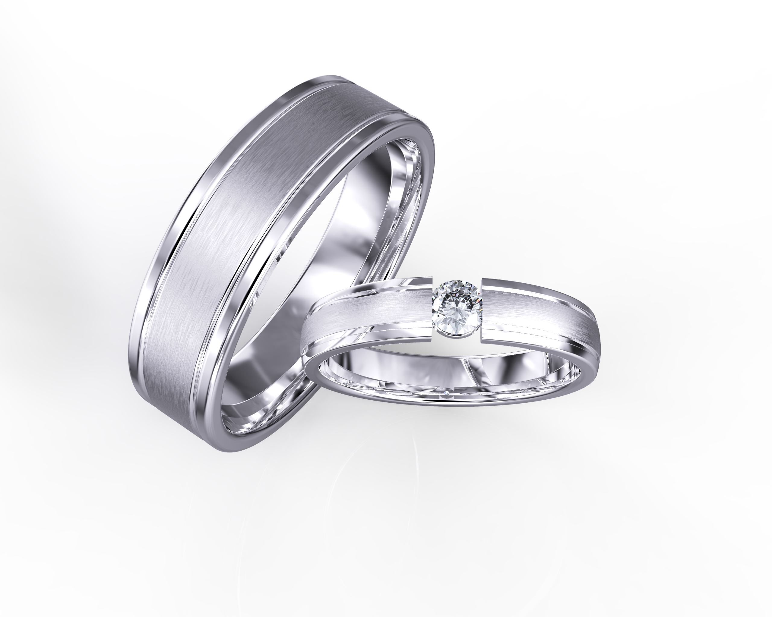 Bar-set Diamond Wedding Bands