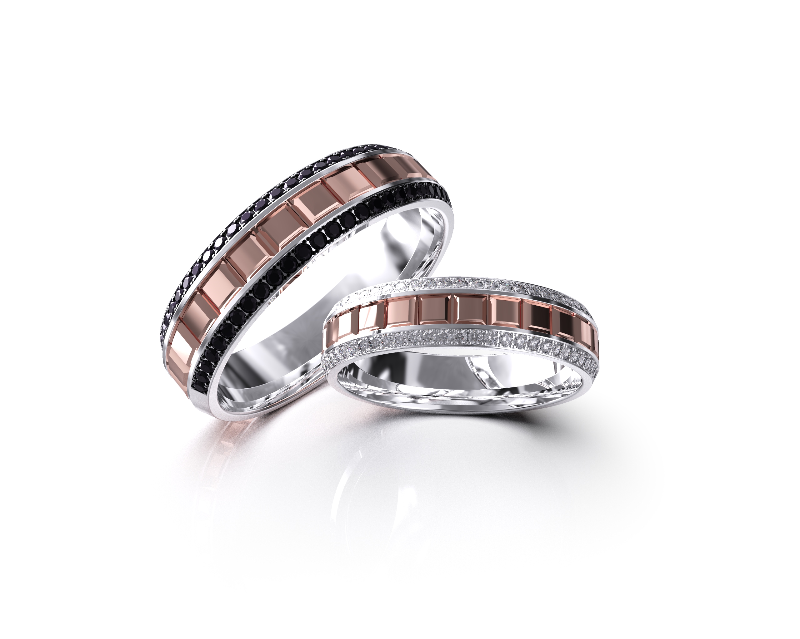 Choco Block Beveled Couple Rings