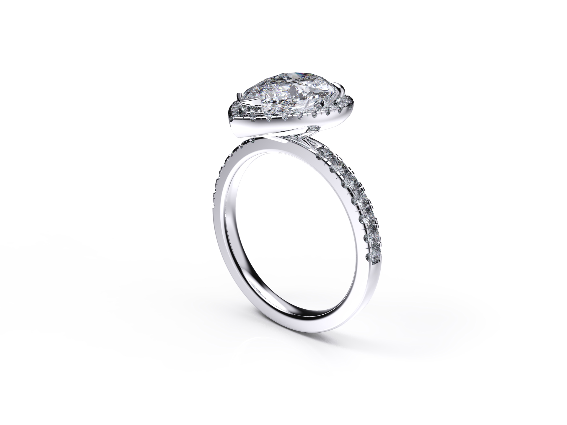 Pear Diamond Halo Ring