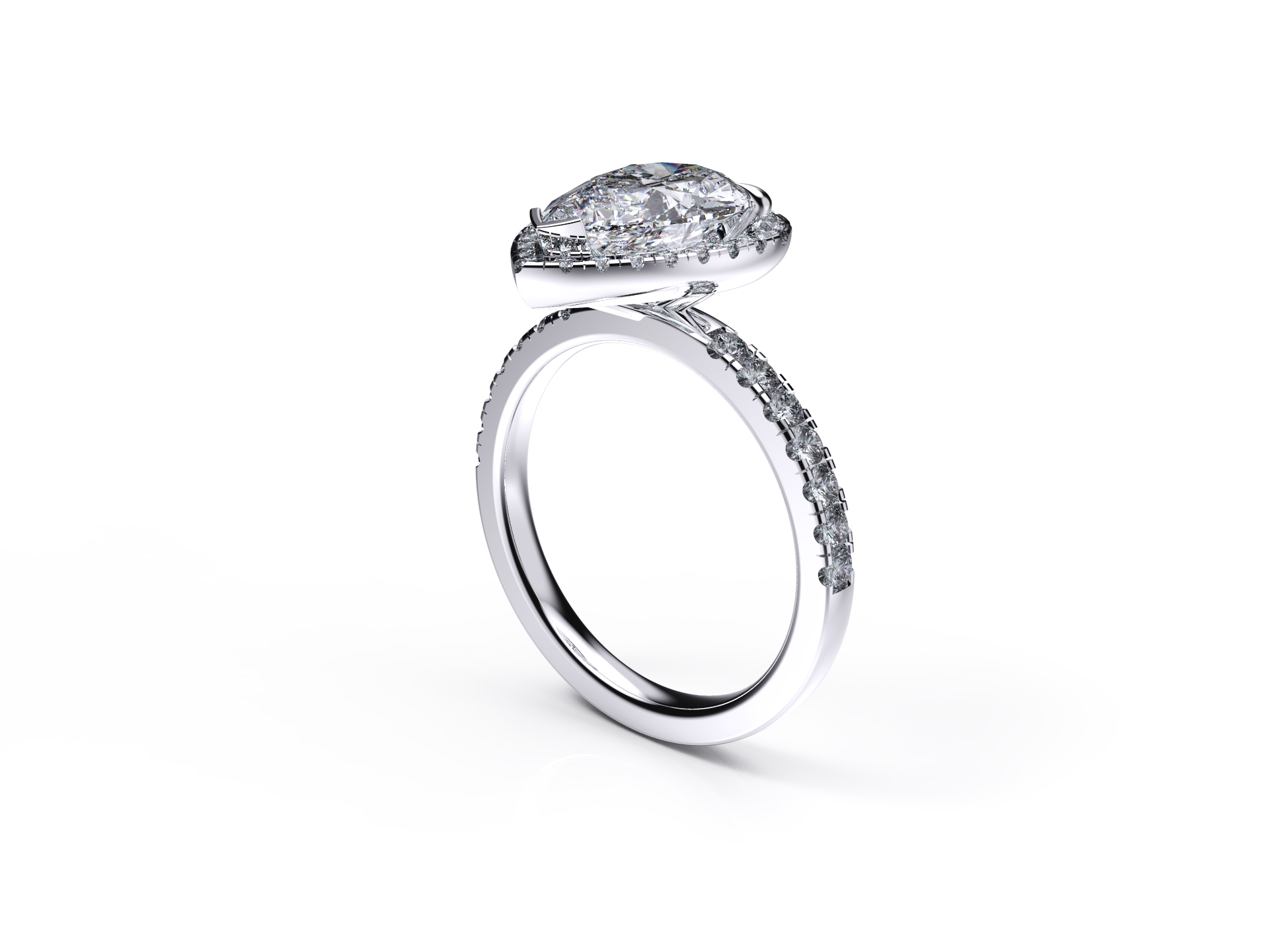 Pear Diamond Halo Ring