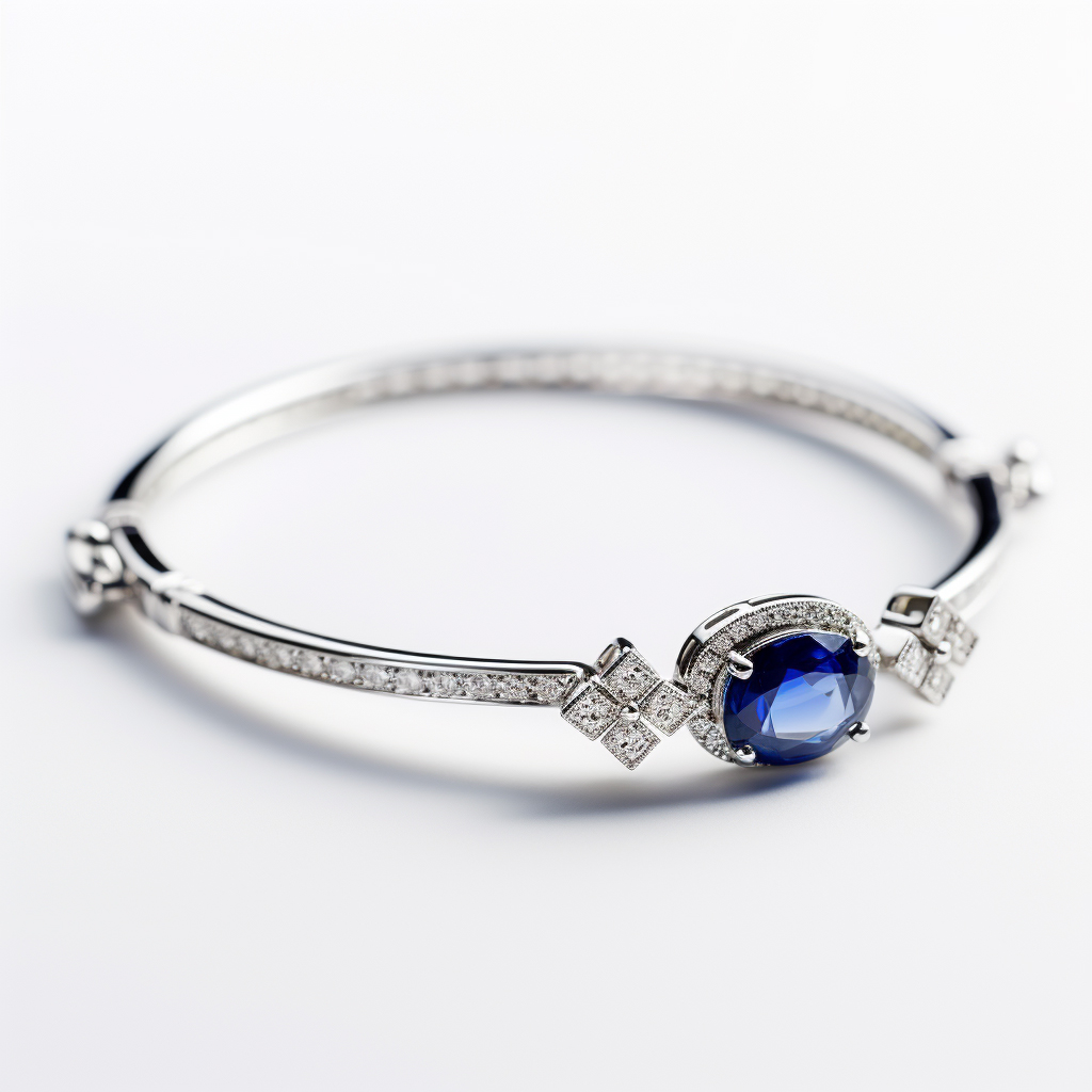 oval cut blue sapphire diamond bangle