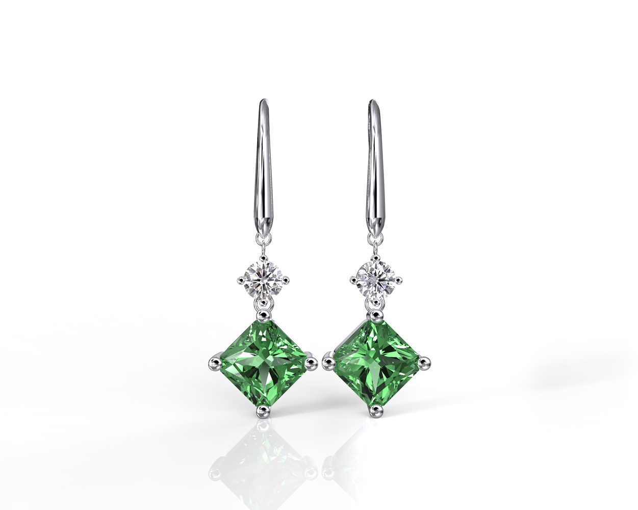 tsavorite garnet fish hook earrings