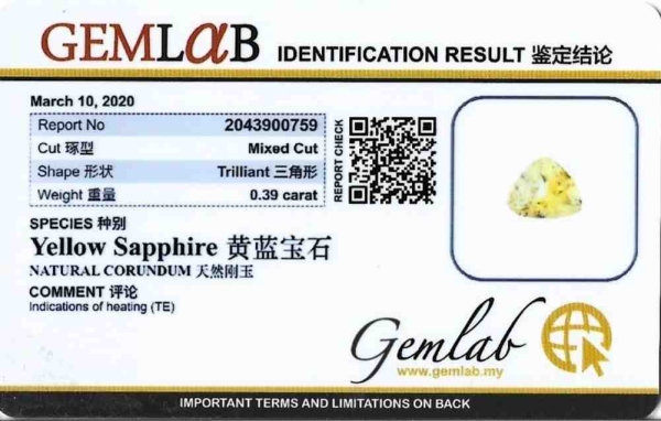 0.39ct Unheated Natural Yellow Sapphire - Image 3