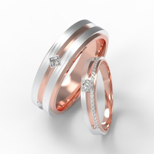 INLAID DIAMOND WIDE WEDDING BANDS