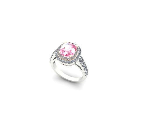 PINK SAPPHIRE DOUBLE HALO RING