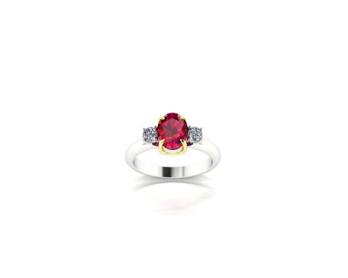 RUBY 3 STONES RING