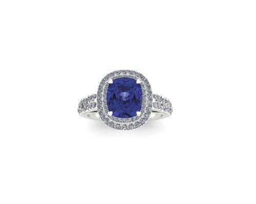 TANZANITE DOUBLE HALO RING