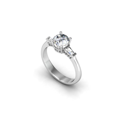 TAPERED BAGUETTE SIDE DIAMOND ENGAGEMENT RING