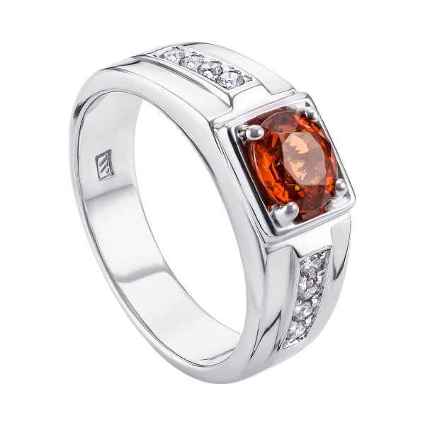 garnet mens silver ring