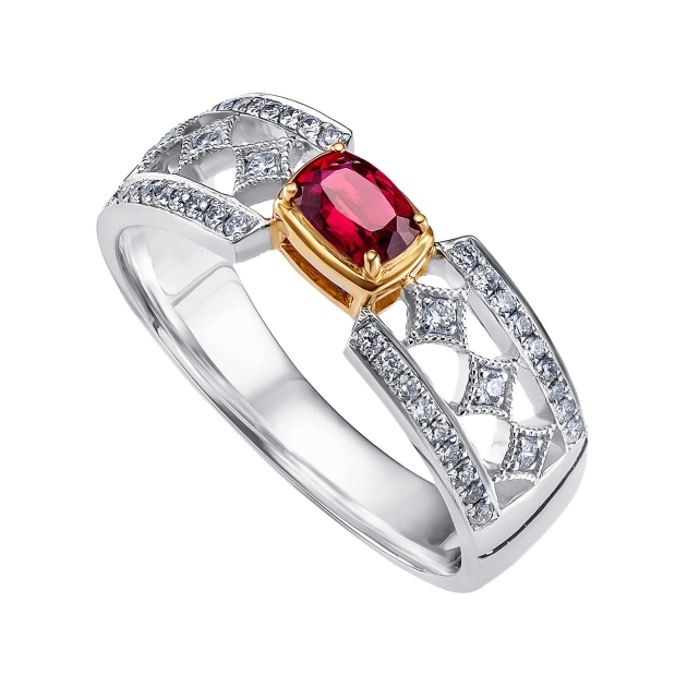 natural unheated ruby ring with diamonds