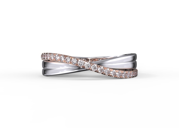 4mm Criss-cross Two-Toned White Gold & Rose Gold Diamond Ring