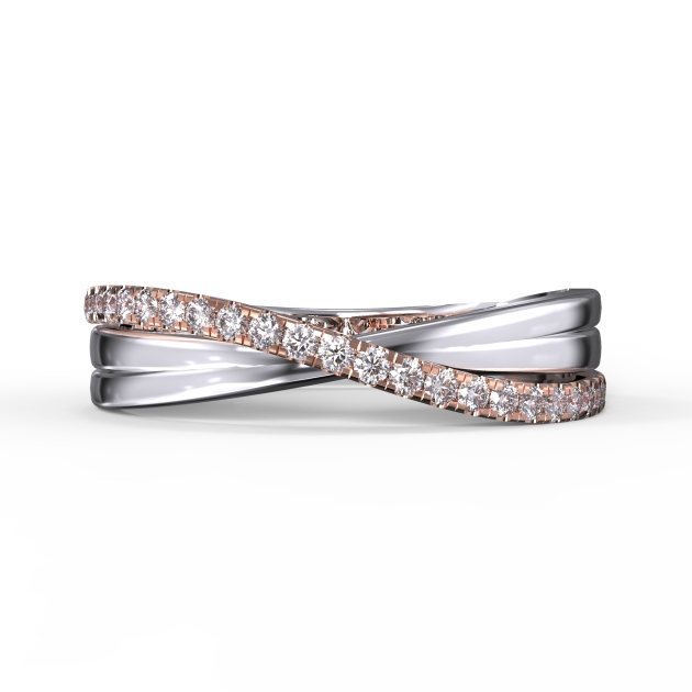 4mm Criss-cross Two-Toned White Gold & Rose Gold Diamond Ring