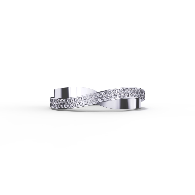 4mm Criss-cross White Gold Wedding Band