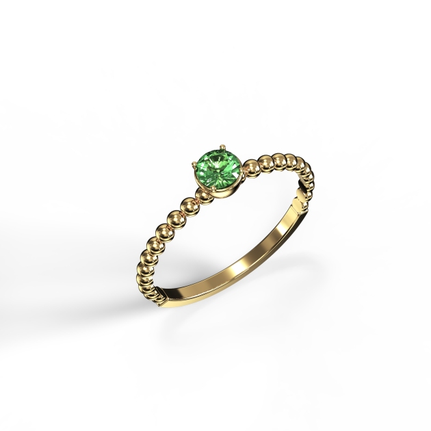 Mini Emerald Stackable Gemstone Ring in 18k yellow gold