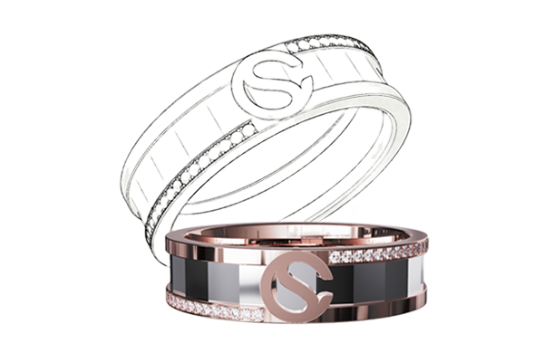 custom made design ring with its sketch outline