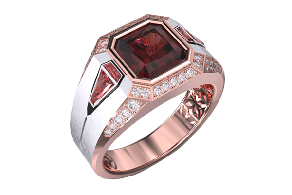 ruby white and rose gold ring