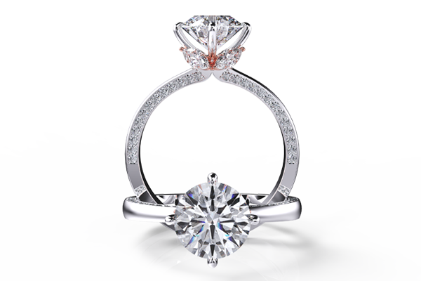 two views of diamond wedding ring