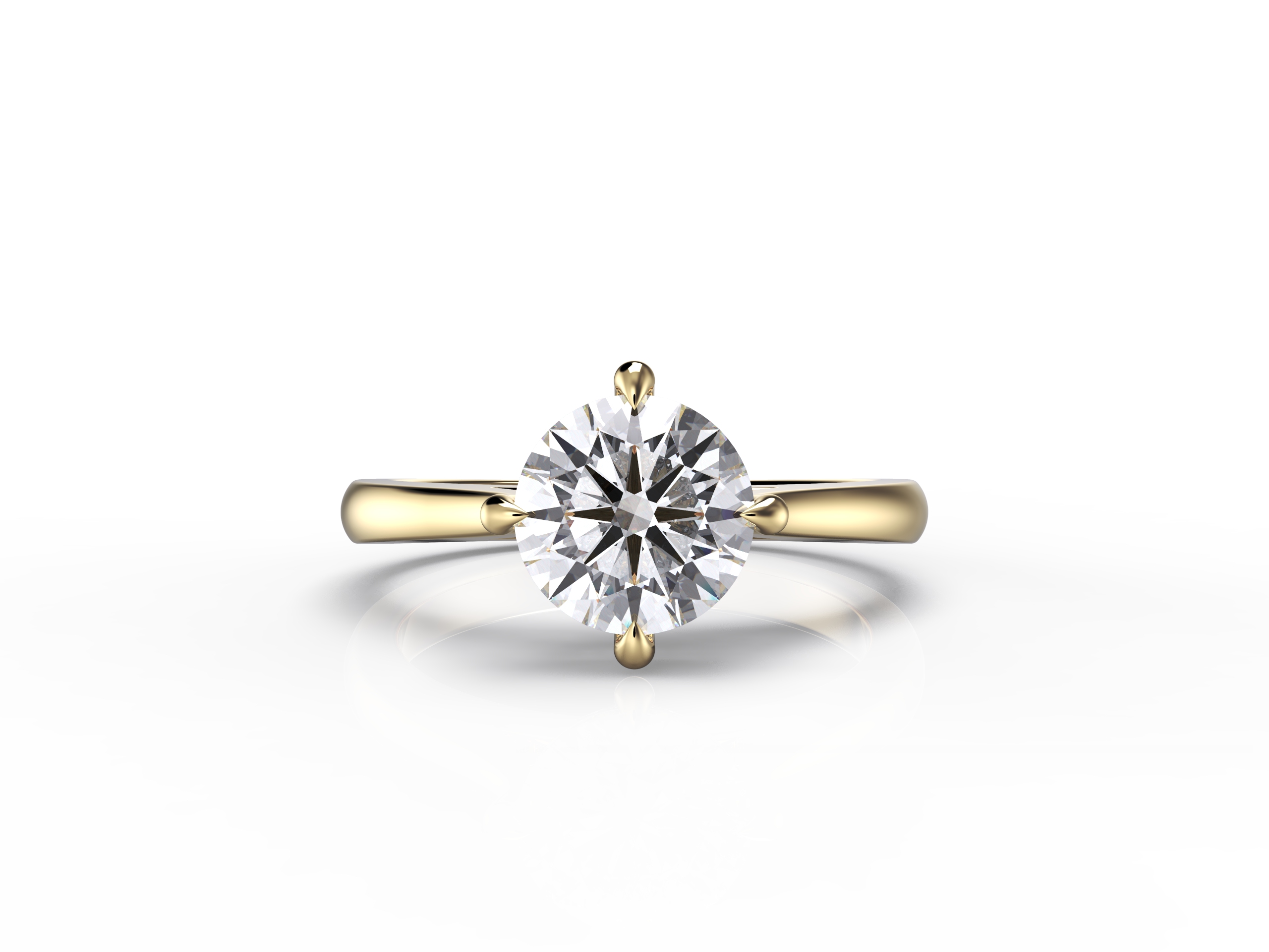 4 Prongs Cathedral Solitaire Ring