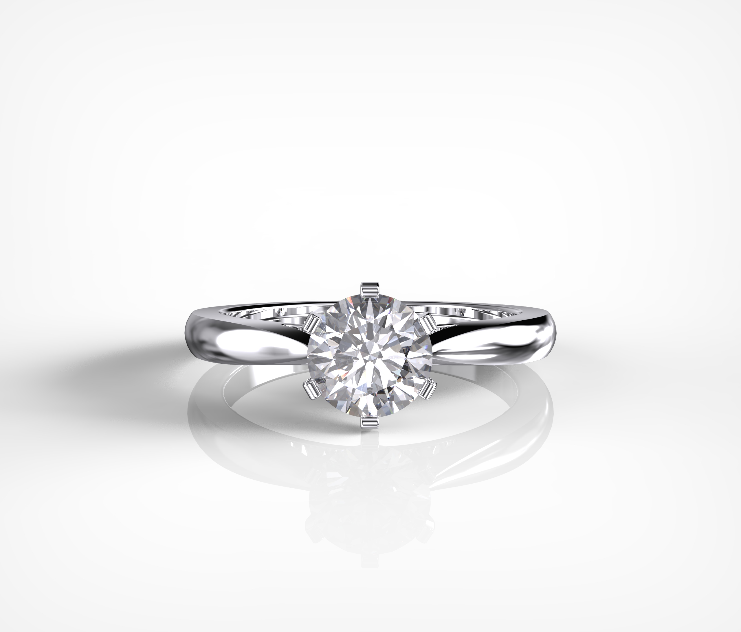 6 Prongs Cathedral Solitaire Ring