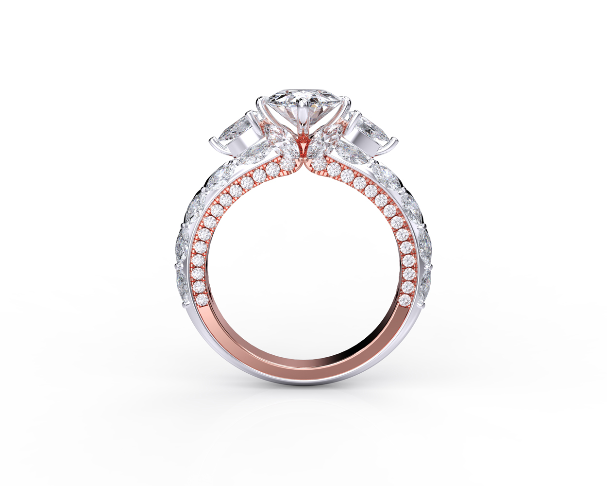 Profile view of Oval Diamond Ring