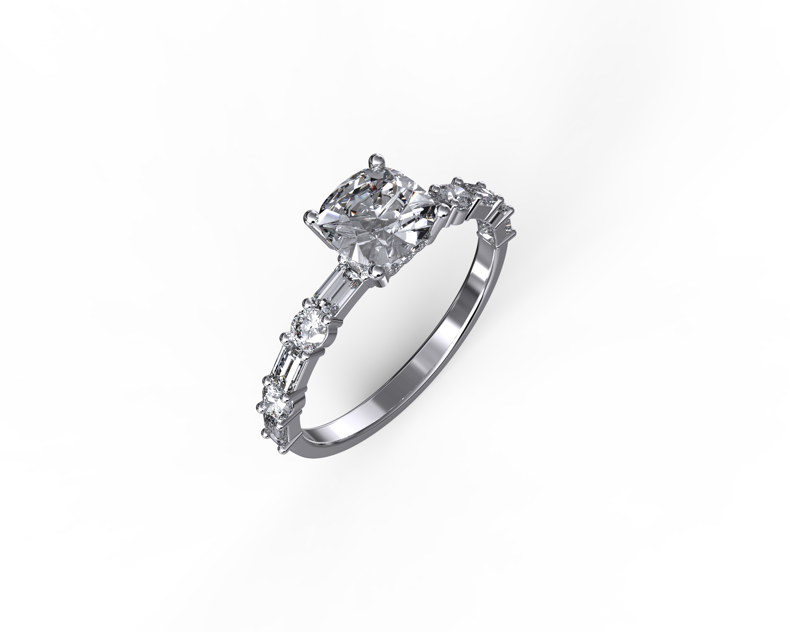 Baguette Round Diamond Custom Design Ring