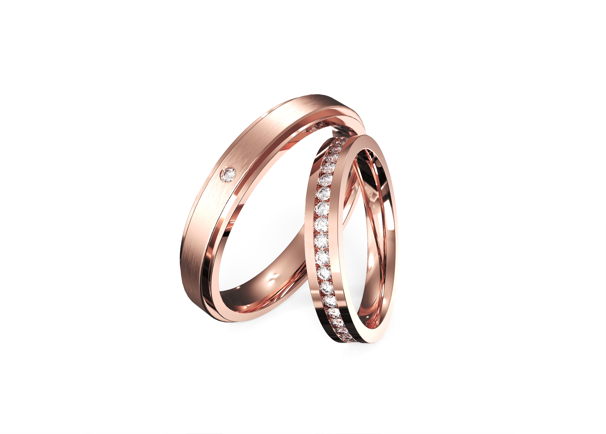 Classic Channel Rose Gold Wedding Bands