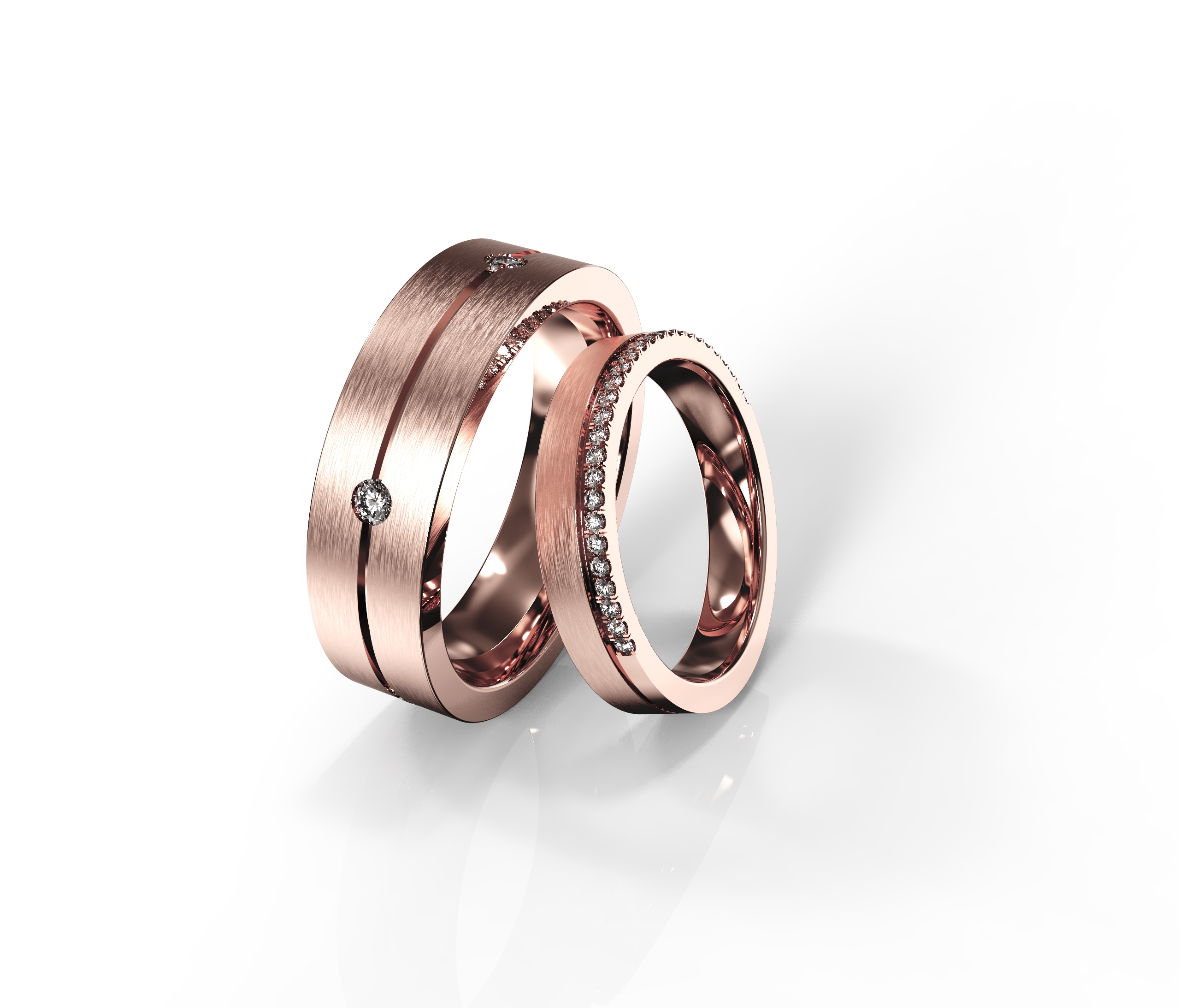 Diamond Pave Rose Gold Wedding Bands