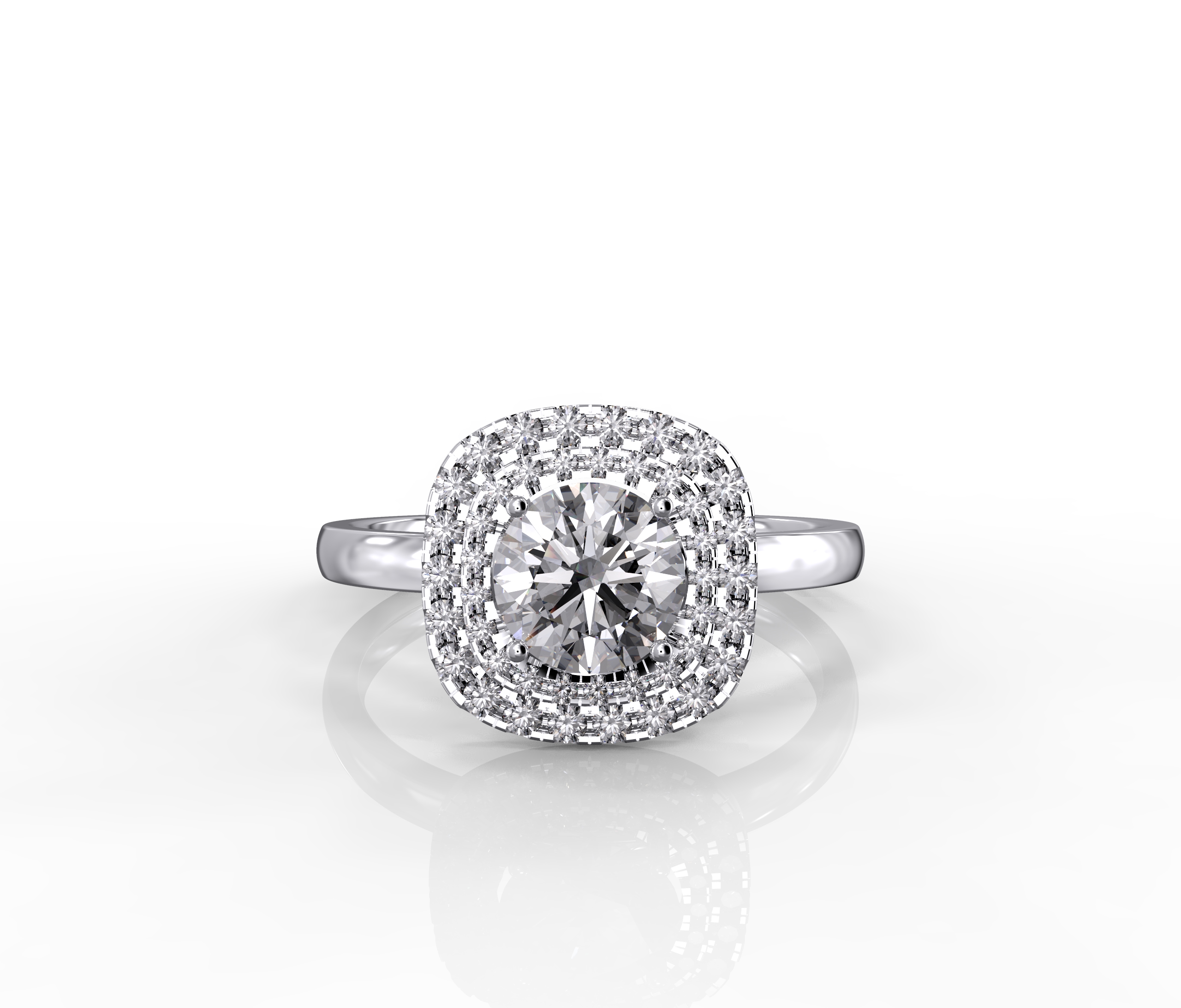 front view of Double Halo Cushion Engagement Ring