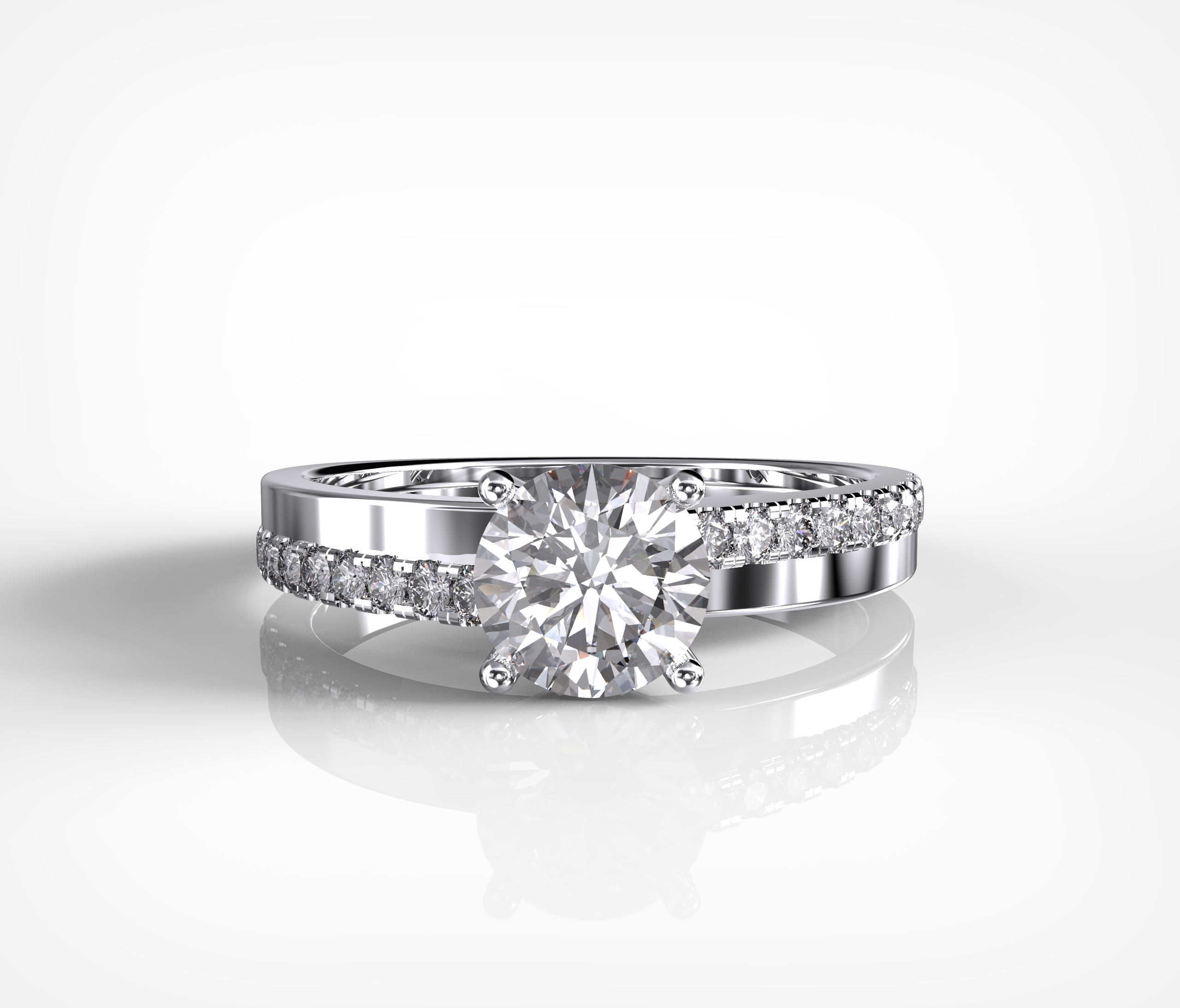 Duo Pave Solitaire Diamond Ring