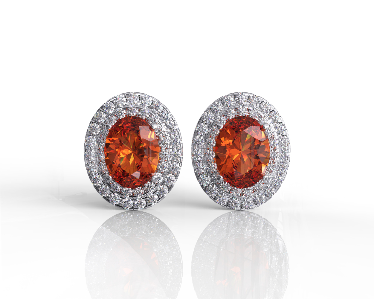 fanta orange halo diamond earrings