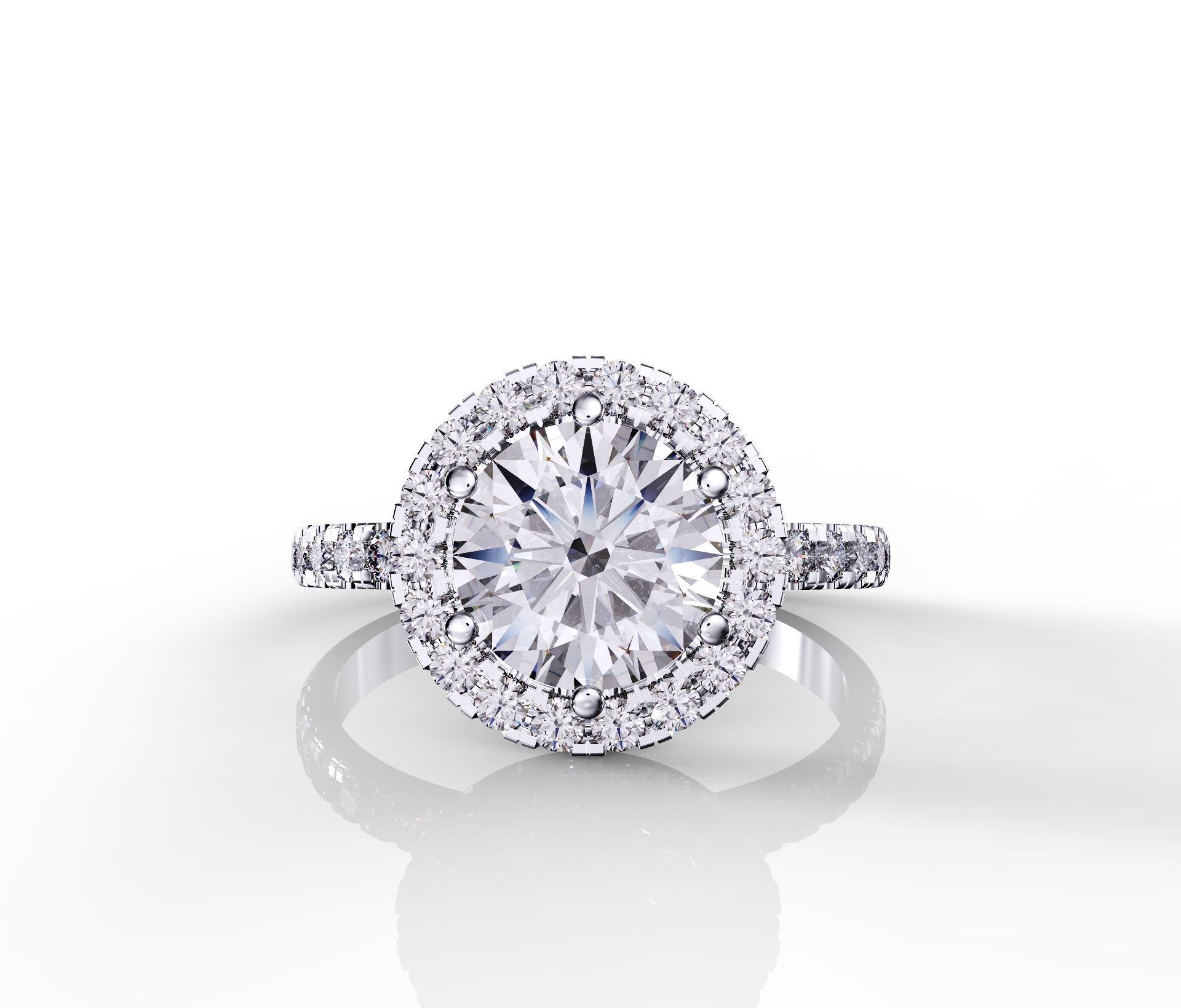 Front view of Halo Diamond Engagement Ring