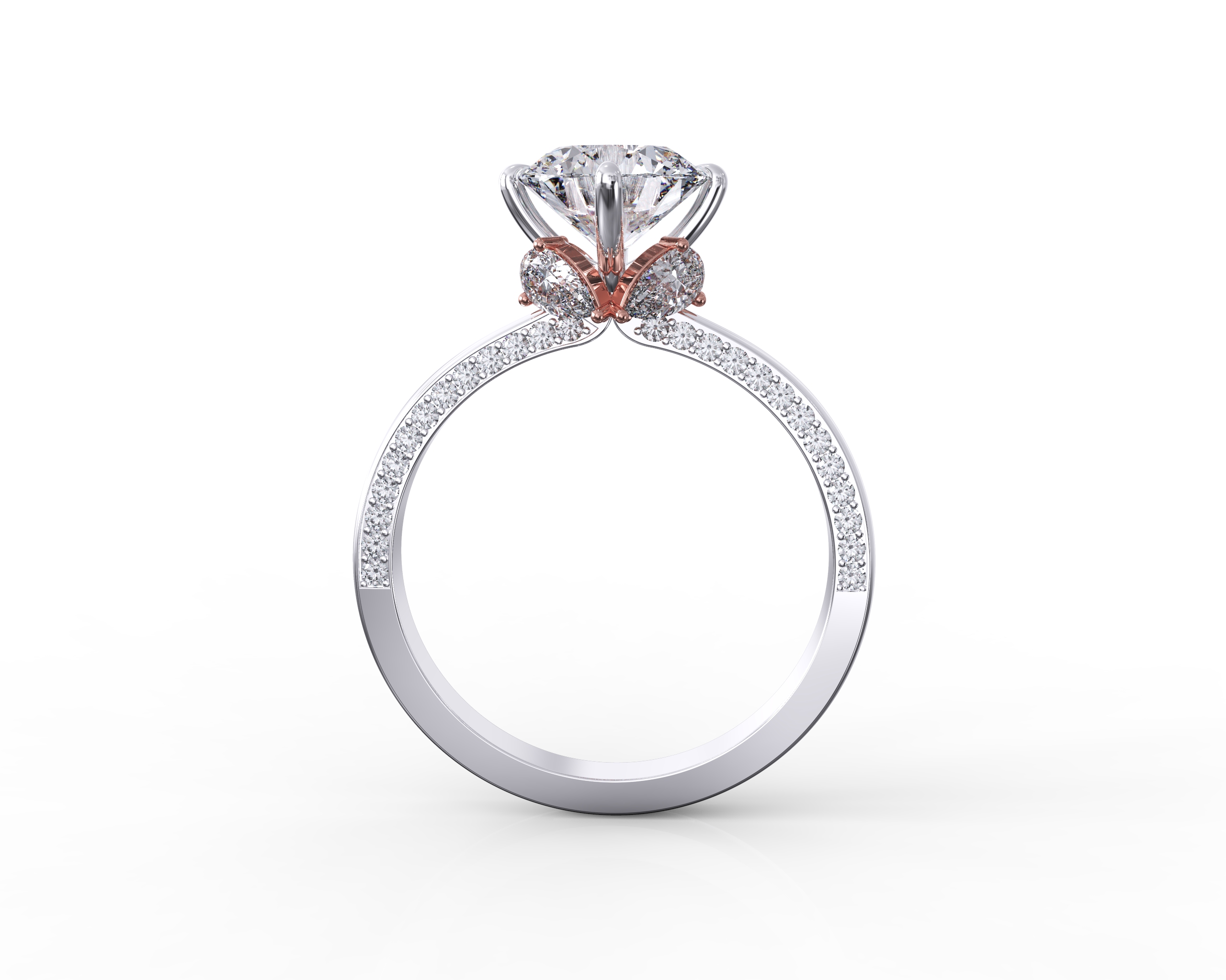 Solitaire Diamond Ring with Rose Gold Details