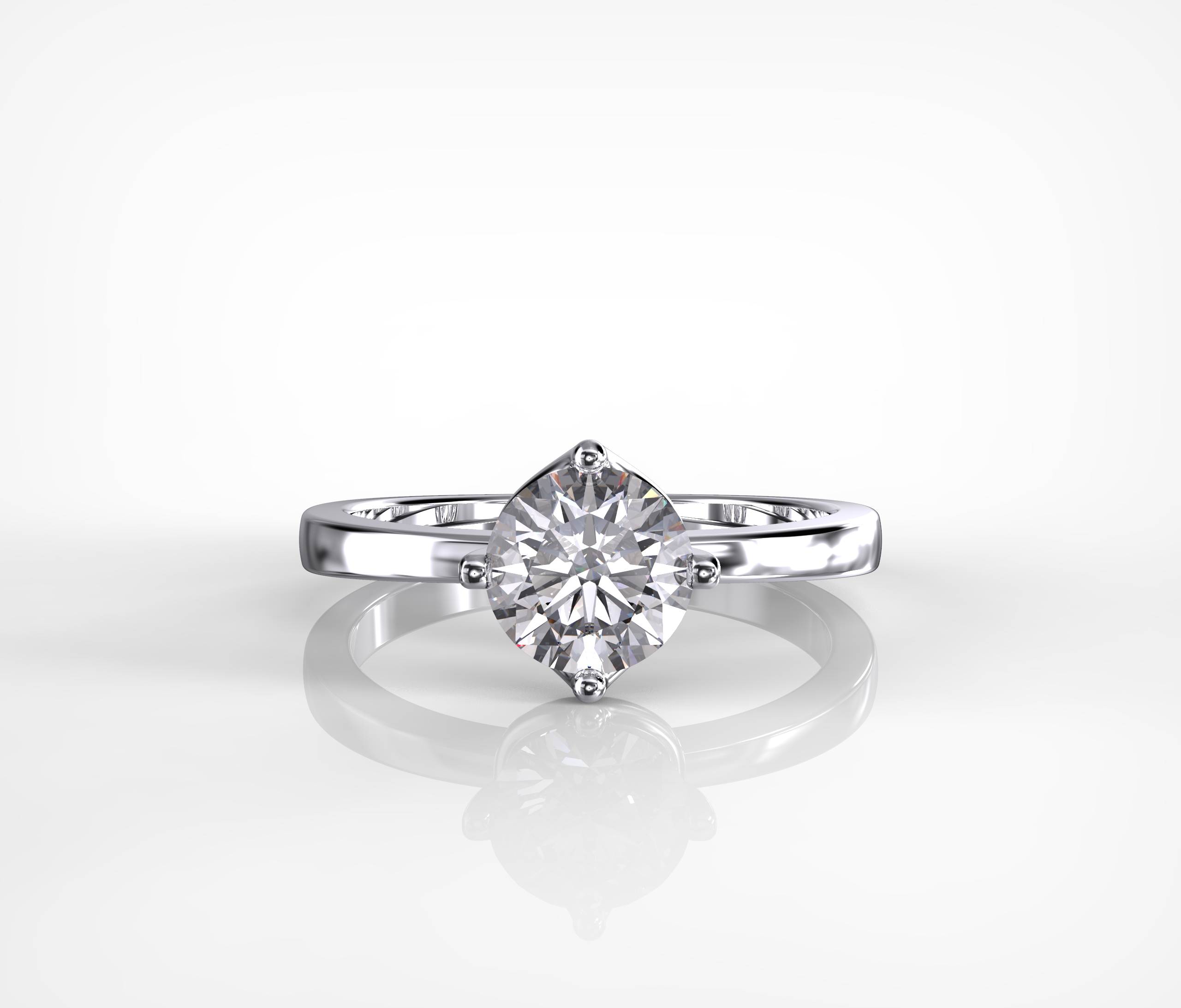Knot 4 Prongs Solitaire Diamond Ring