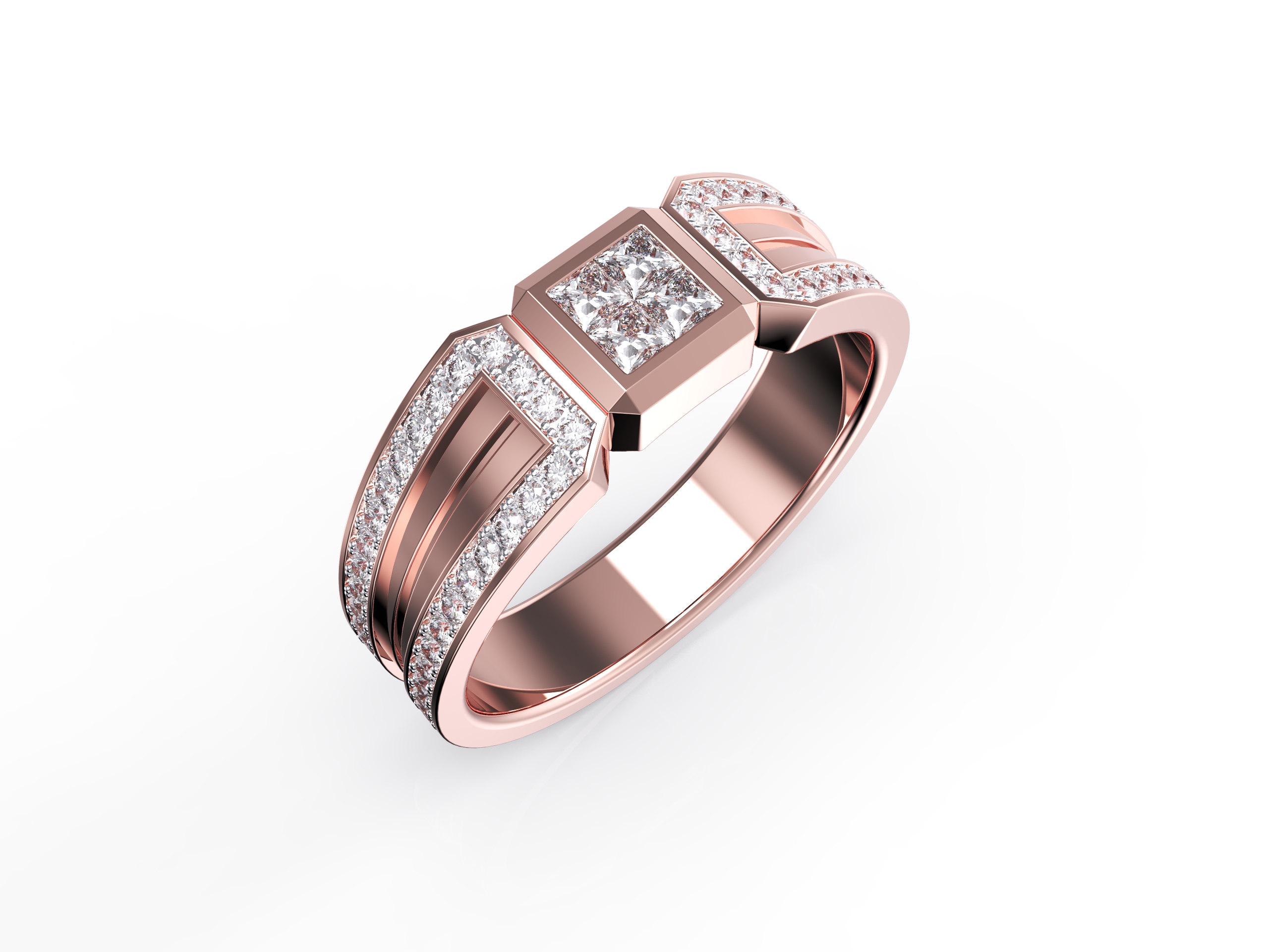 men's rose gold ring with diamonds