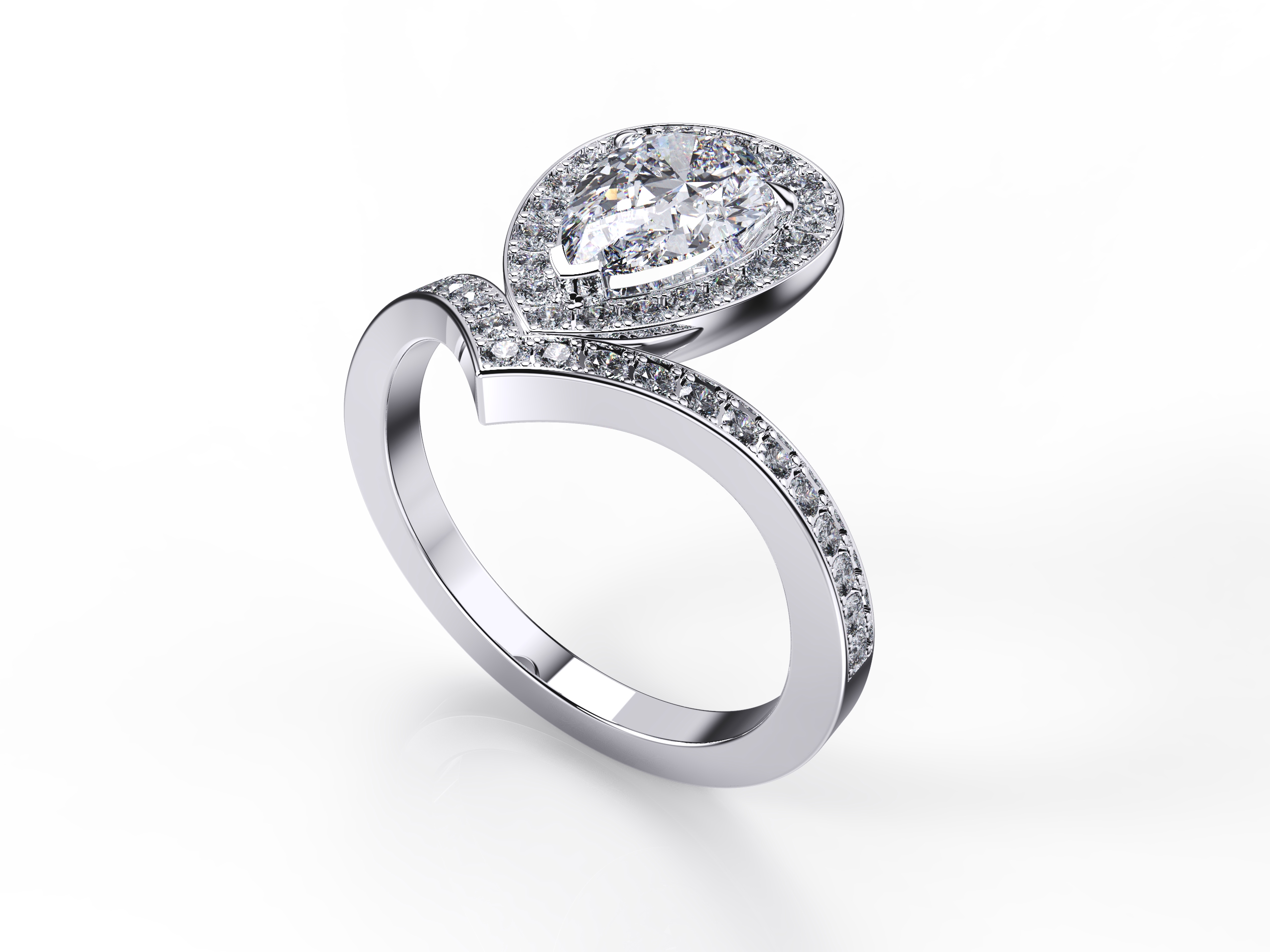 Pear Diamond Crown Ring