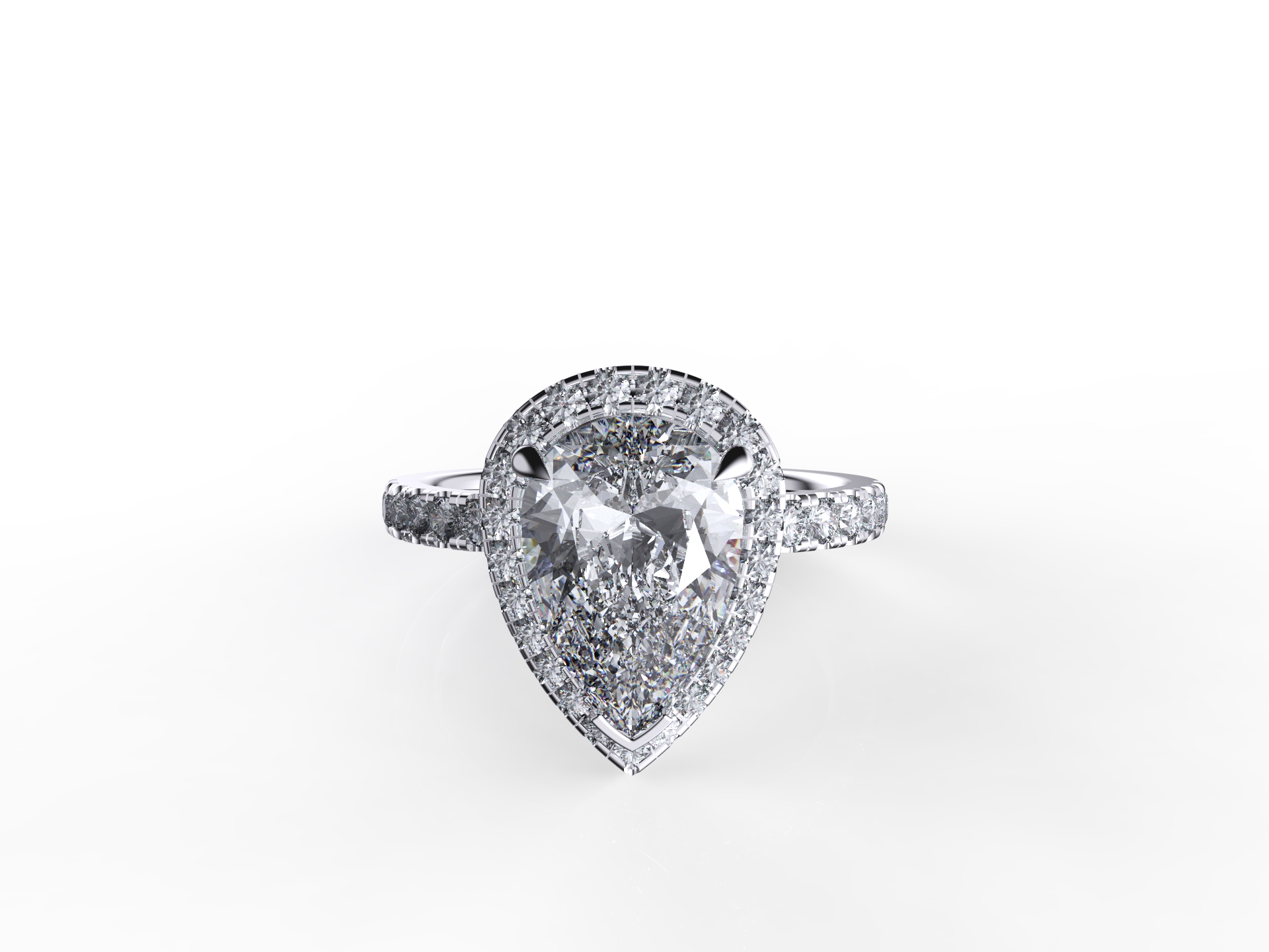 Top Down View of Pear Diamond Halo Ring
