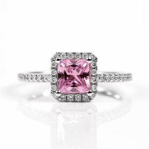 princess cut pink sapphire diamond ring