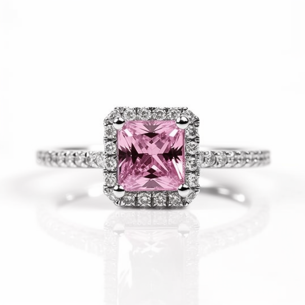 princess cut pink sapphire diamond ring