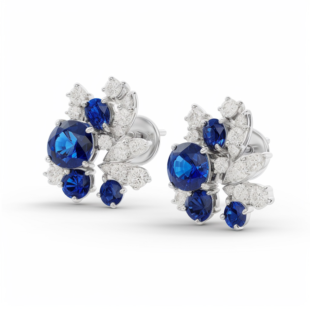 blue sapphire cluster stud earrings