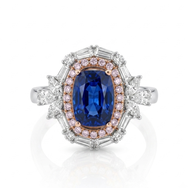 3.55ct Rectangular Natural Sapphire Ring