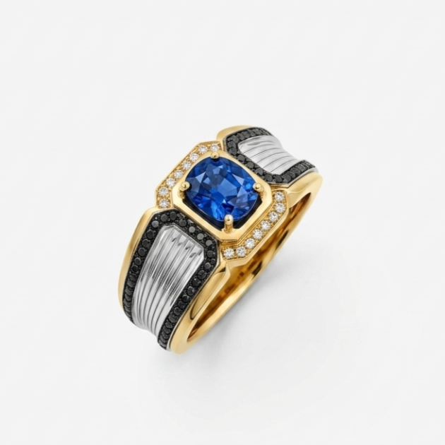1.35ct Natural Sapphire Men's Ring