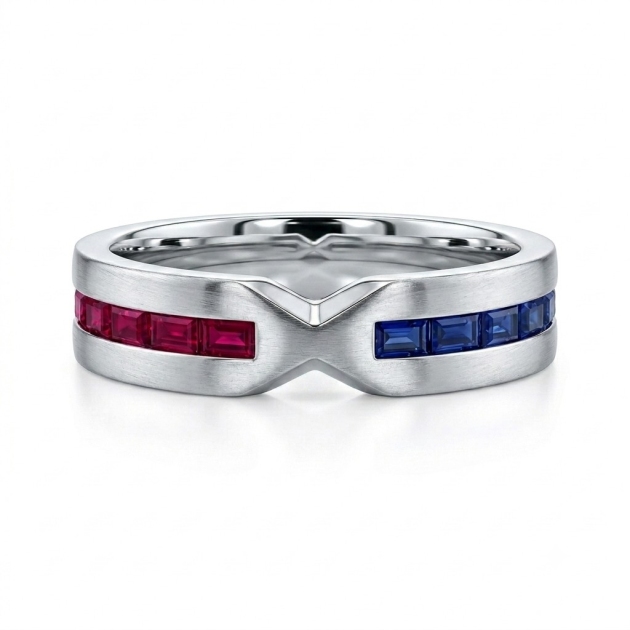 Ruby Sapphire Dual-glow Men's Ring