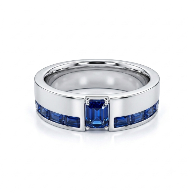 0.53ct Natural Sapphire Modern Men's Ring