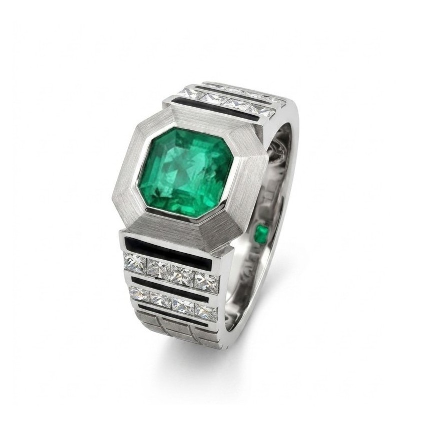 1.36ct Natural Emerald Men’s Ring